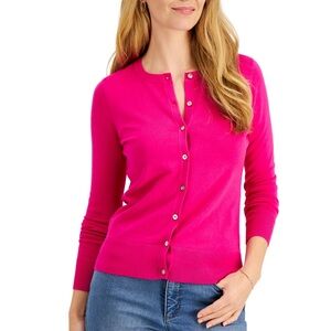 J. Crew Vibrant Pink Button-Up Cardigan